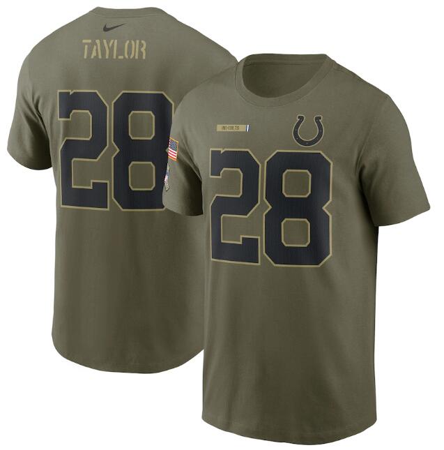 Men's Indianapolis Colts #28 Jonathan Taylor 2021 Olive Salute To Service Legend Performance T-Shirt Men's Indianapolis Colts #28 Jonathan Taylor 2021 Olive Salute To Service Legend Performance T-Shirt